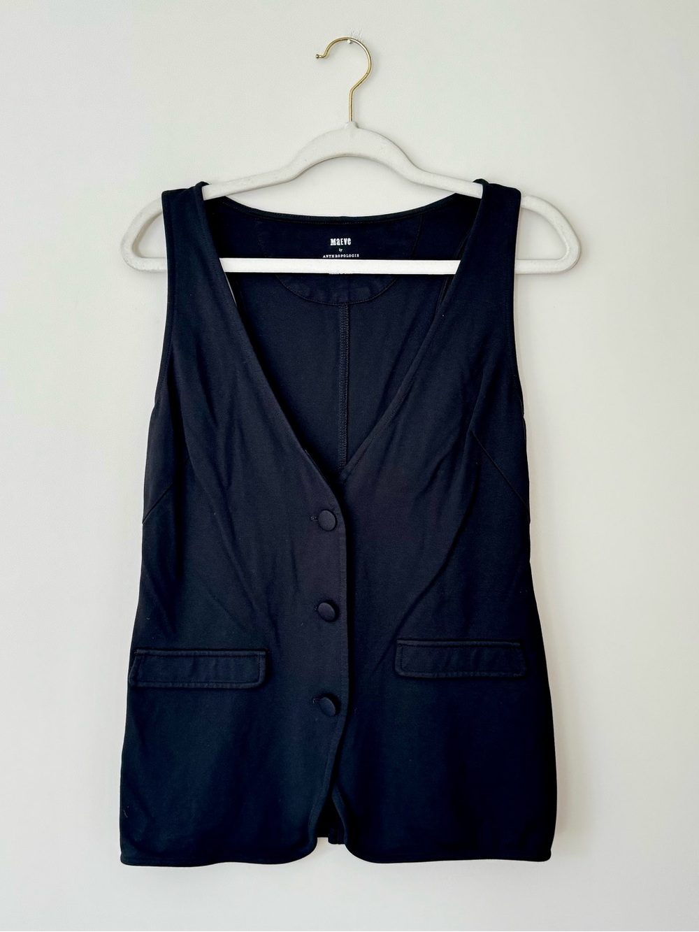 Anthropologie Maeve Jersey Knit Ponte Sleeveless Vest Top, Black – Size Small